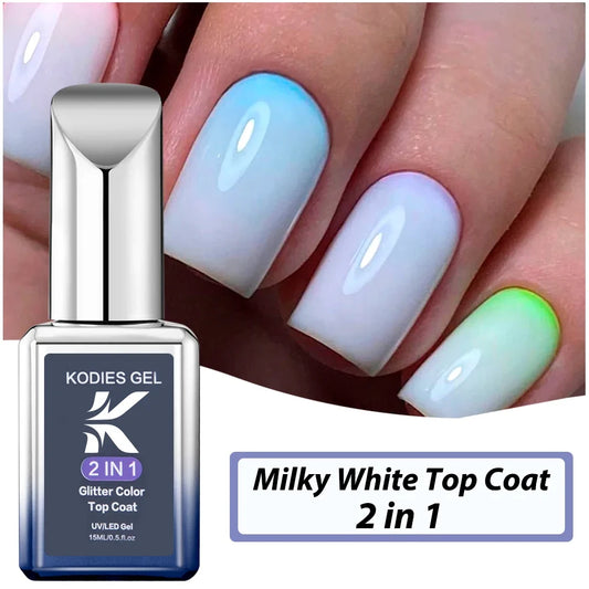 KODIES GEL Milky White Top Coat UV Gel Nail Polish 15ML Vernis Semi Permanent Finish Sealer Esmalte Paint for Manicure Nails Tri Light Beauty