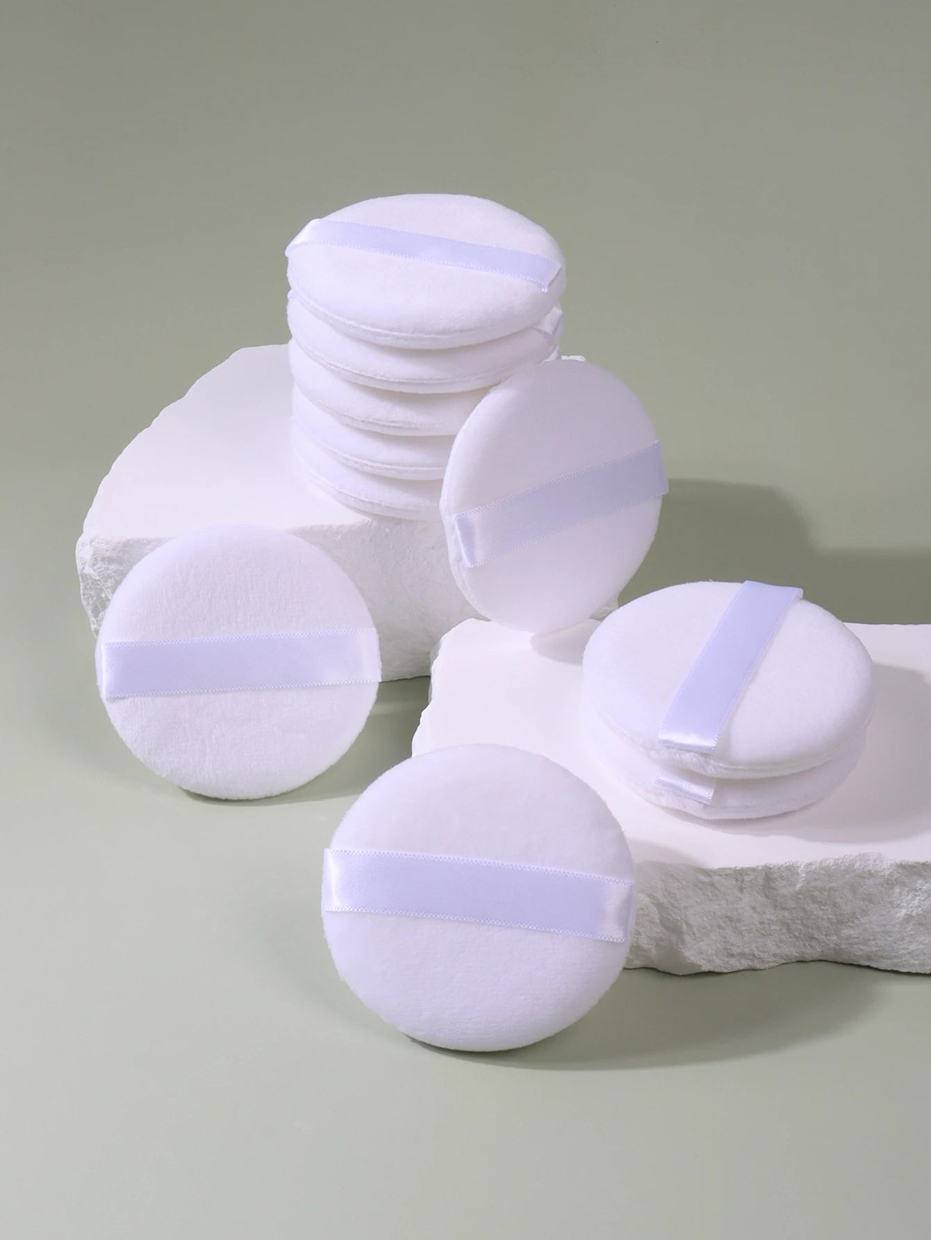 2-5-10-20Pcs Portable and Practical High-Grade White Round Powder Puff for Base and Fixing Makeup Pi-Mart