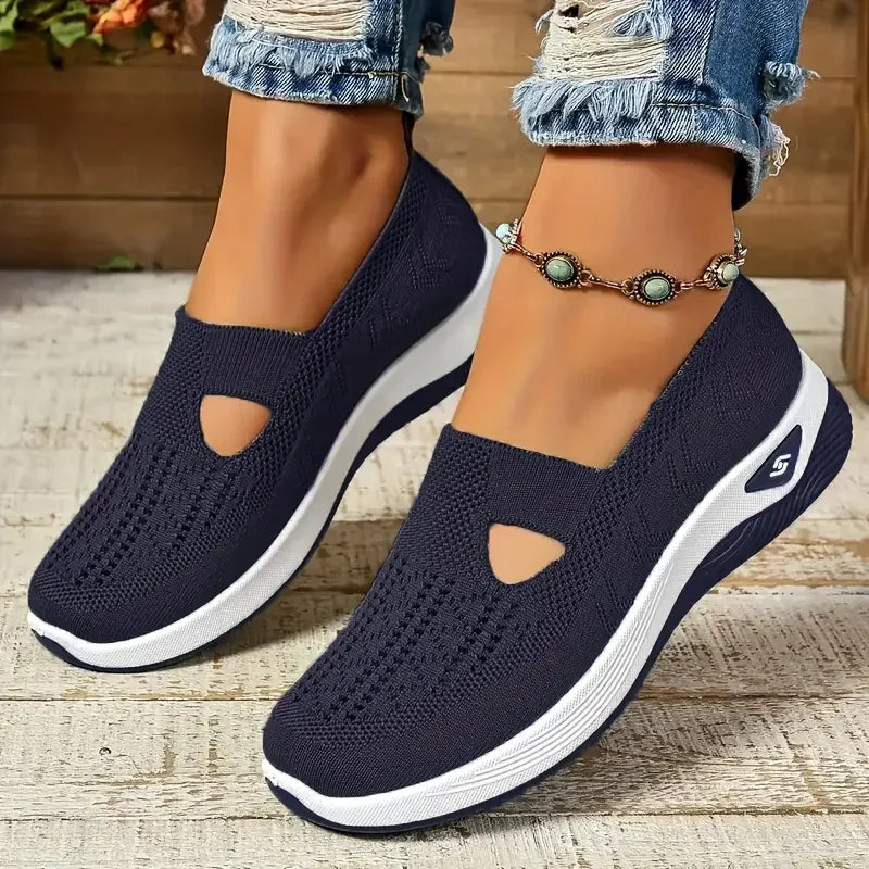 Women's shoes Solid Color Breathable Sneakers, casual sneaker women's summer sneakers, Low-top Knitted Casual Shoes Mom Shoes LadyShow.Store