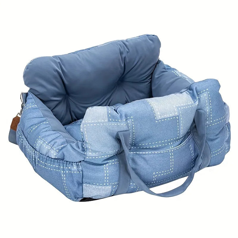Dog Car Seat with Safety Belt - Non-Slip Pet Car Bed for Small Dogs, Washable Travel Carrier with Secure Straps for Safe Car Pi-Mart