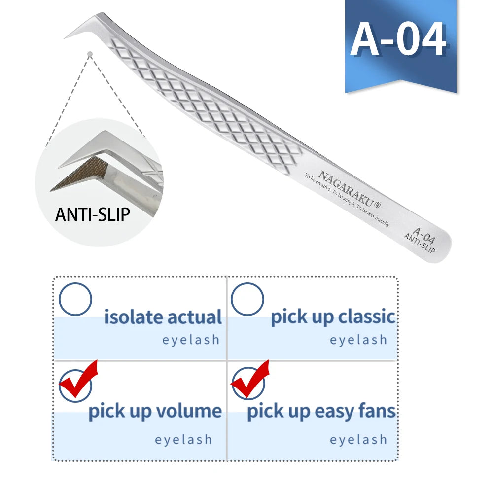 NAGARAKU Eyelash Extension Tweezers Makeup Stainless Steel Eyelash 3D accurate Clip Pi-Mart