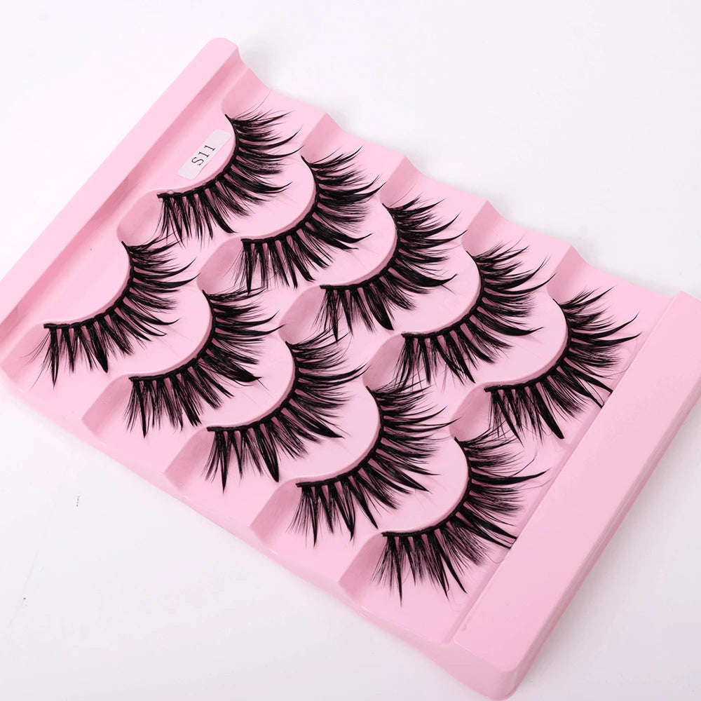 Yiernuo 1/5 Pairs Cosplay Anime Eyelashes Manga Lashes Dramatic Fairy Clusters Lashes Wet Look Lashes Pi-Mart