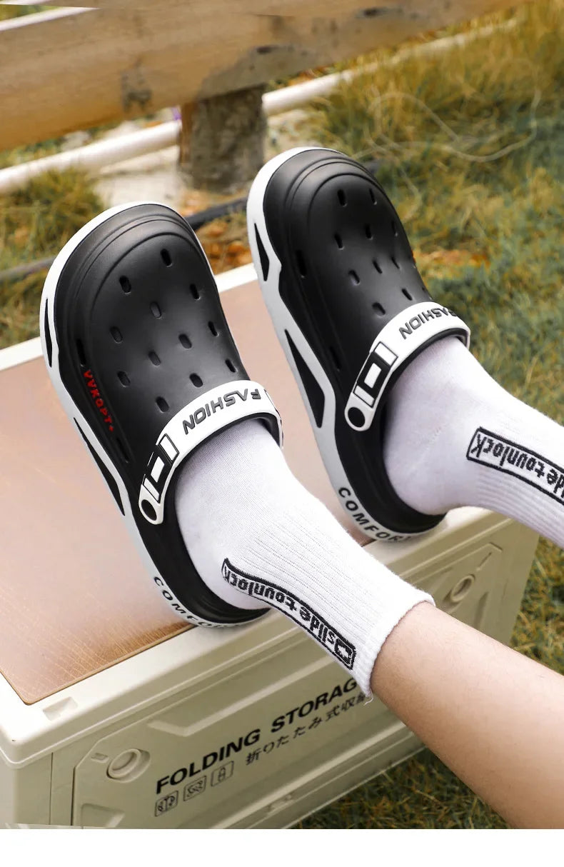 New fashion sandals Men's EVA casual comfortable hole garden shoes outdoor men's beach sandals indoor home unisex slippers Pi-Mart