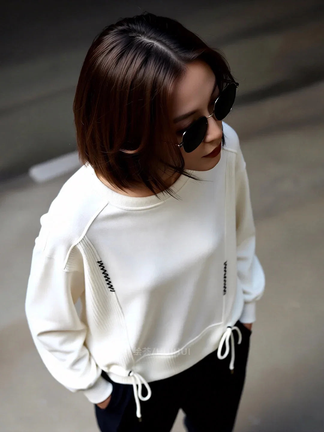 White Hoodie Women Long Sleeve Drawstring Casual Sweatshirts LadyShow.Store