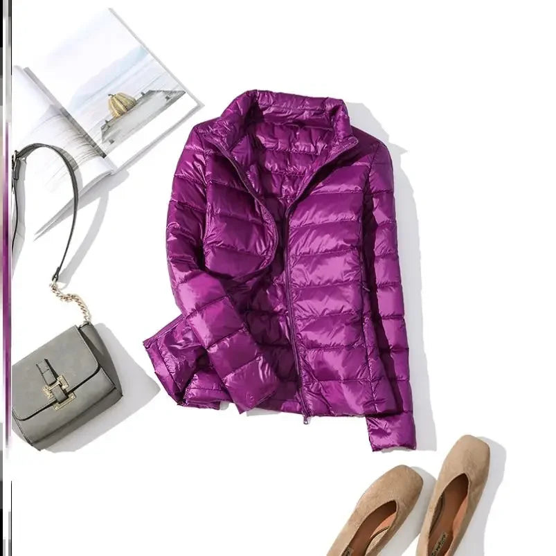 8XL Cheap Ultra Light Down Winter Warm Hooded Feather Puffer Jacket For Girl Short Spring Autumn Coat Female Women Big Size Duck LadyShow.Store