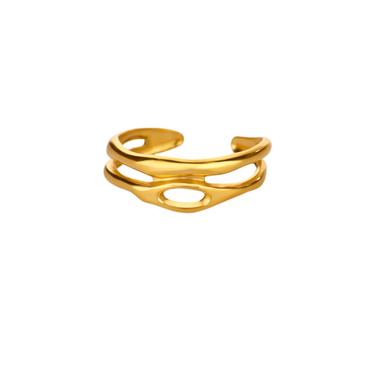 Stainless Steel Geometric Irregular Rings For Women Minimalist Open Adjustable Rings Daily Jewelry Wedding Anniversary Gifts Pi-Mart
