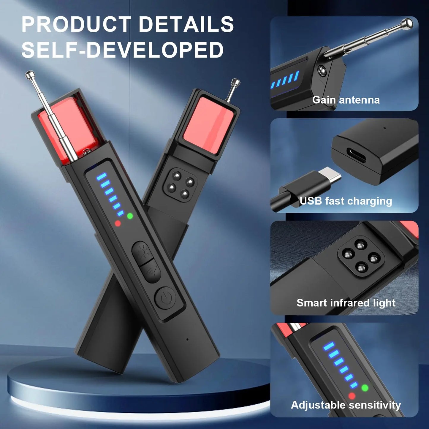 6-in-1 Anti-Spy Hidden Camera Detector GPS Tracker Finder RF Signal Eavesdropping Device Scanner for Hotel Travel Privacy LadyShow.Store
