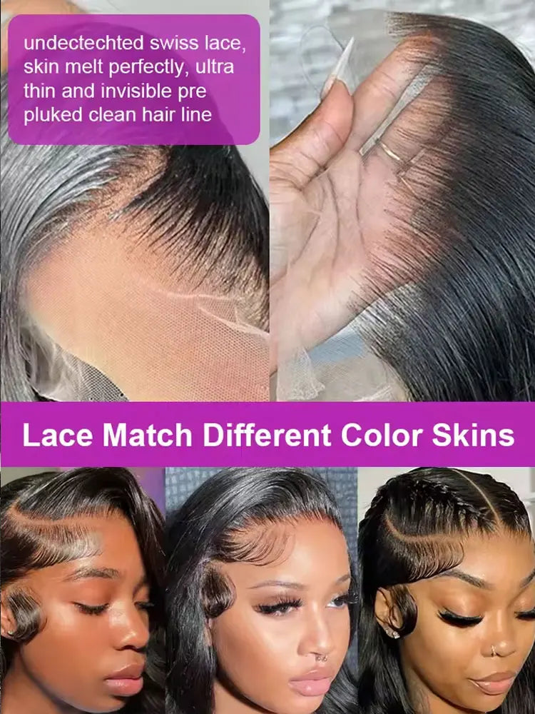 40 42 Inch Body Wave Human Hair Wigs 250% Density 13x6 HD Lace Front Human Hair Wig 5x5 Gluless Lace Closure Wig Preplucked LadyShow.Store