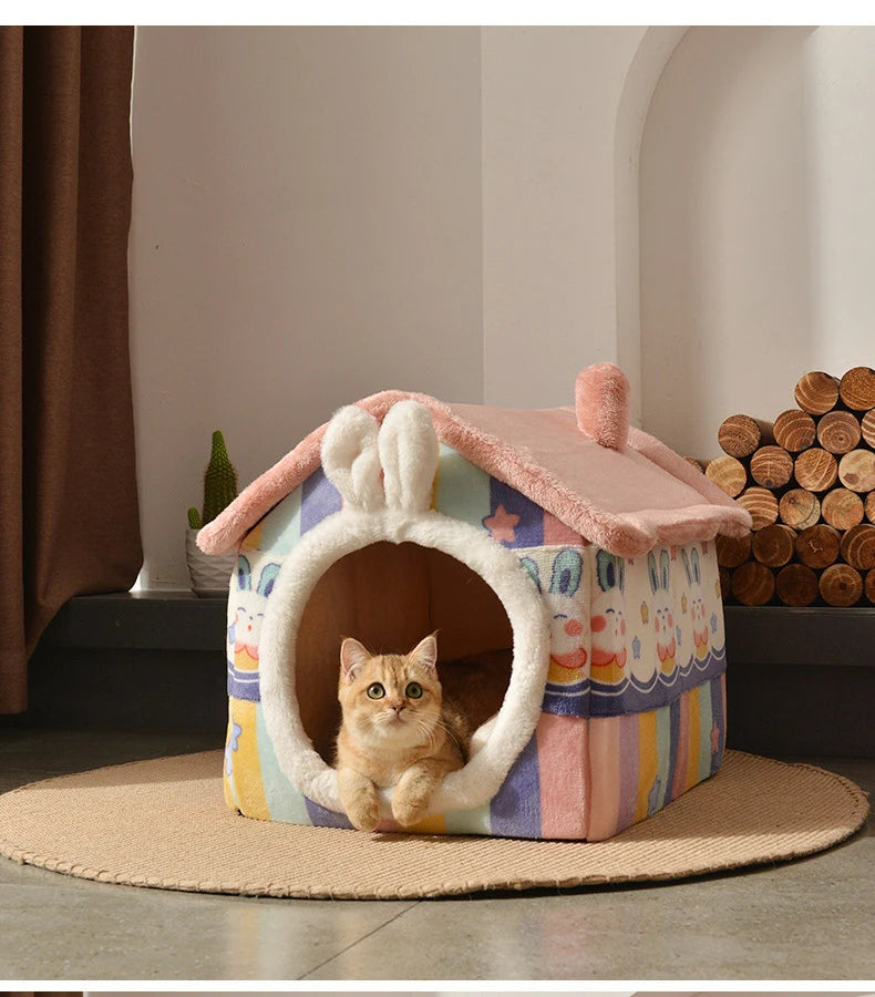 Foldable Dog House Kennel Bed Mat For Small Medium Dogs Cats Winter Warm Cat Bed Nest Pet Products Basket Pets Puppy Cave Sofa Pi-Mart