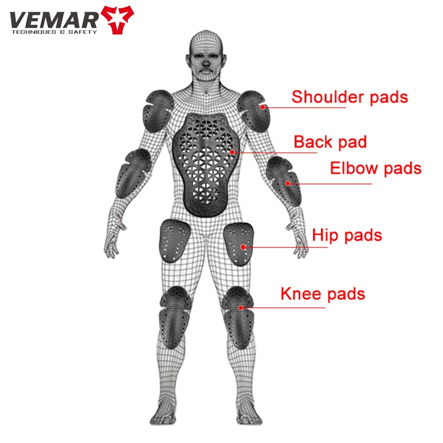 Black CE Level 2 Certified Motorcycle Jacket Insert Protector Thick Elastic Back Spine Protective Pad Rider Armor Coat Accessory LadyShow.Store