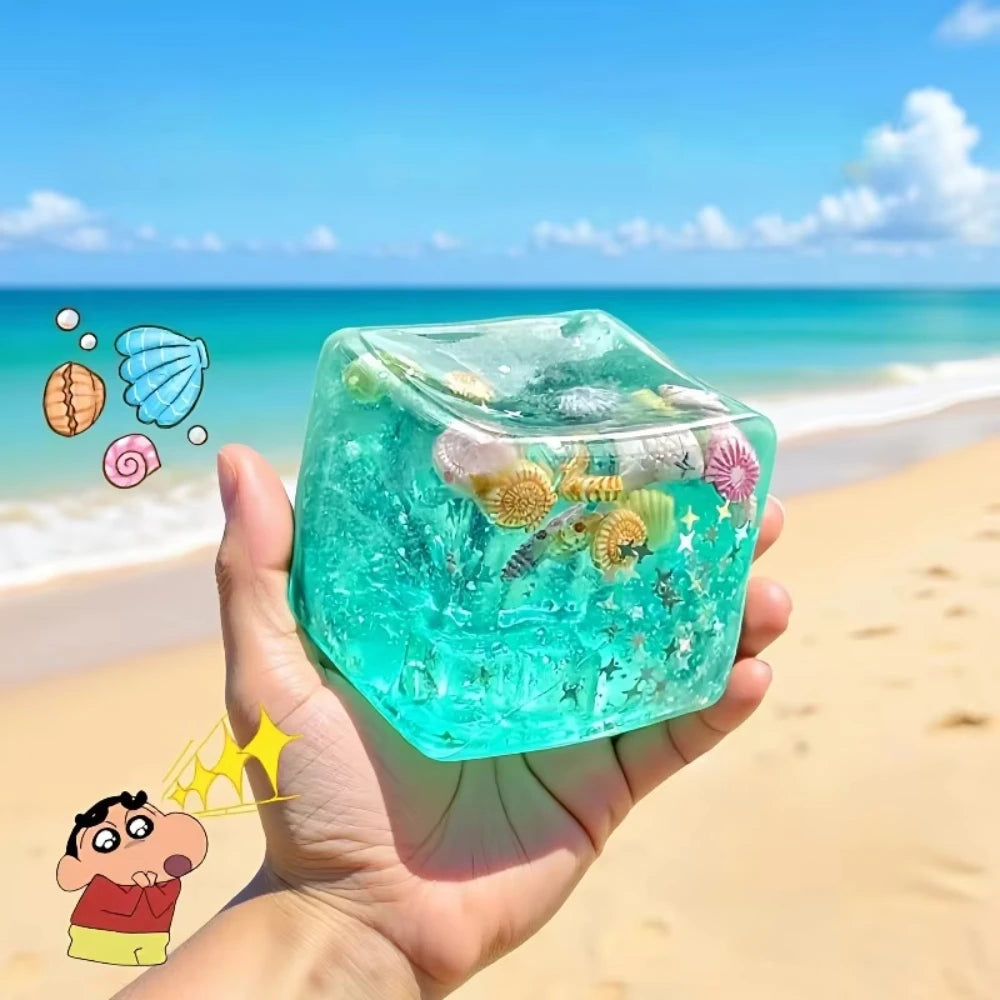 Squishy Stress Balls Cube Ocean Sensory Fidget Toy Slow Rise Squishy Toys for Kids and Adults Squeeze Relax Gift Pi-Mart