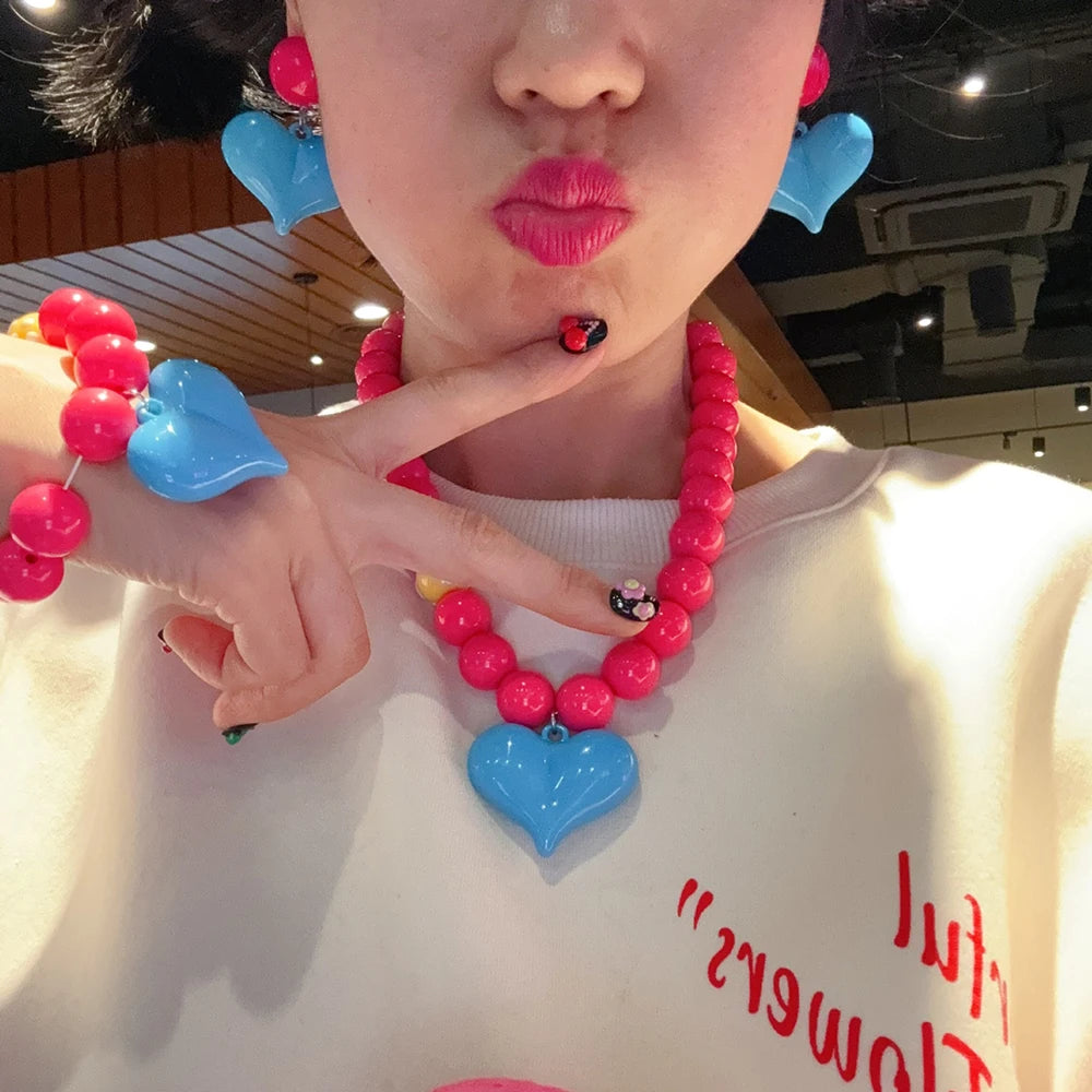 Fashionable Summer Pendant Necklace Simple And Elegant Bracelet Sweet Necklace New Heart-Shaped Jewelry Accessory Pi-Mart