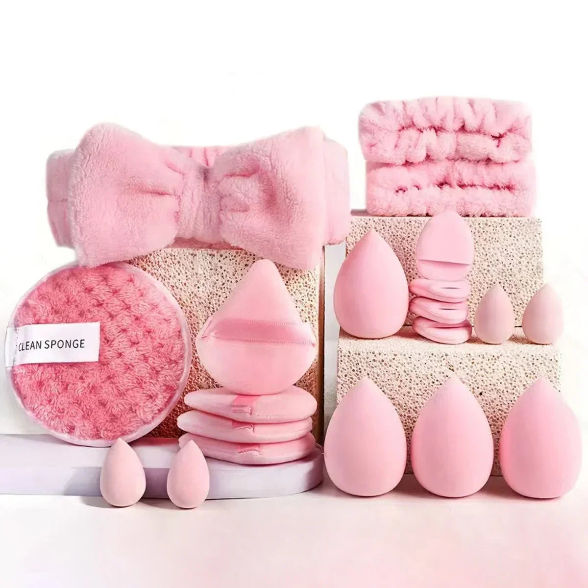 33pcs beauty set makeup kit  large and small beauty sponges for flawless makeup application and removal of makeup full set Tri Light Beauty