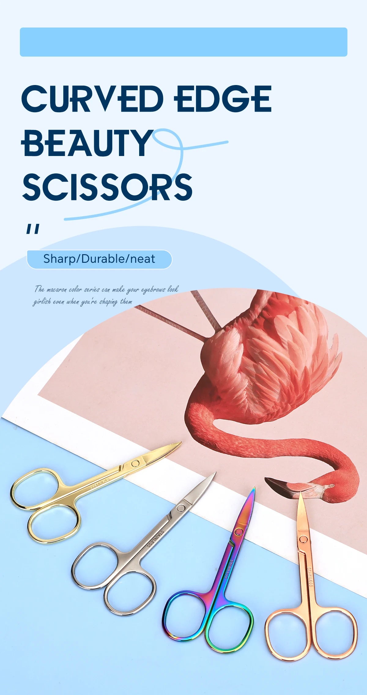 1 PCS Multi-purpose Small Beard Scissors Eyebrow Scissors Colorful Trimming Tool for Nails & Cuticle Pi-Mart