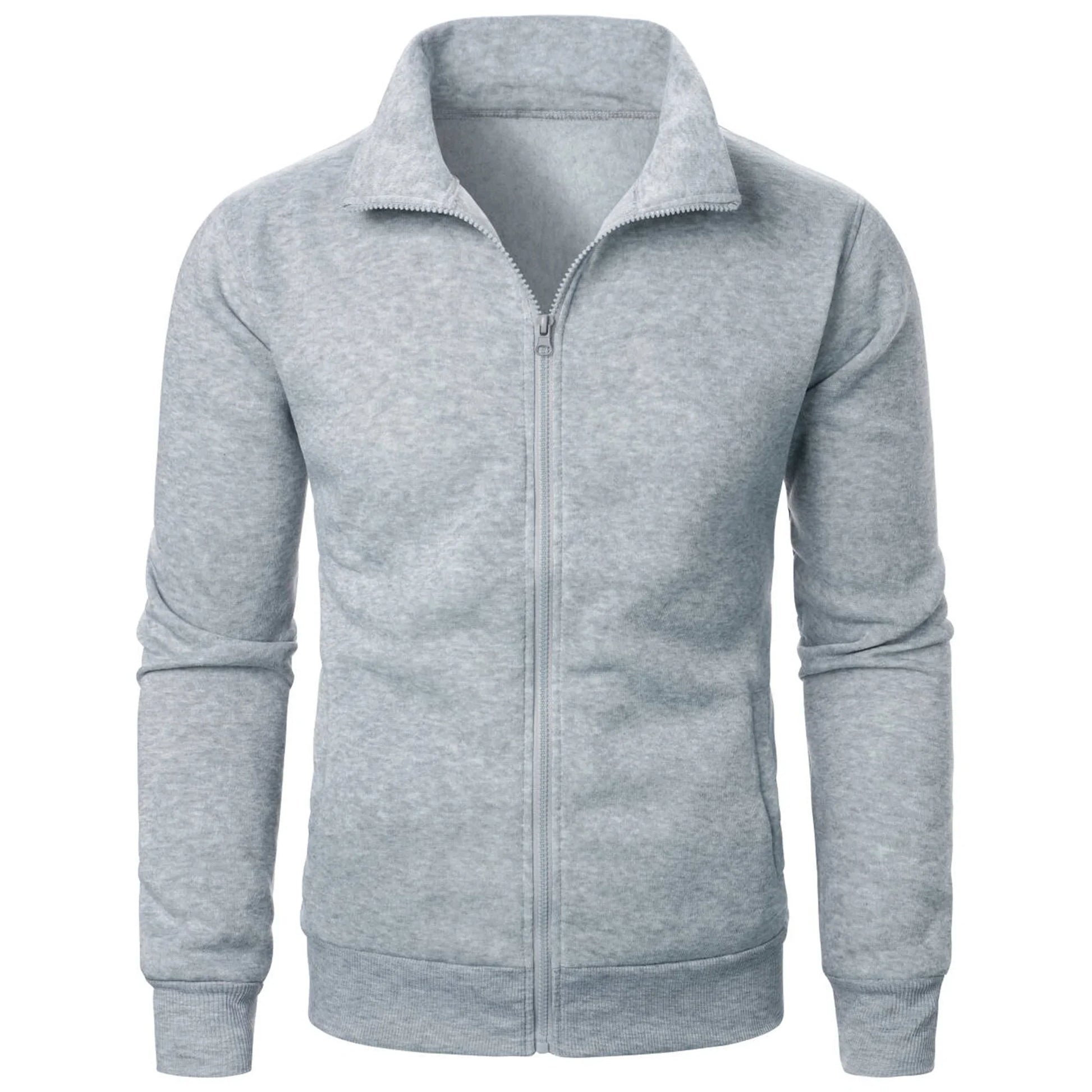 Men's casual sports zipper stand up collar jacket, men's solid color top LadyShow.Store