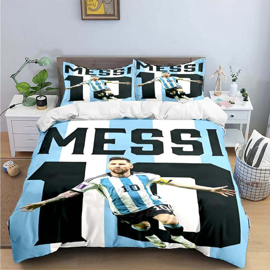 Fashion Football Star M-Messi R-Ronaldo Printing Bedding Set Duvet Cover Comforter Bed  Youth Kids Girl Boys Luxury Gift Pi-Mart