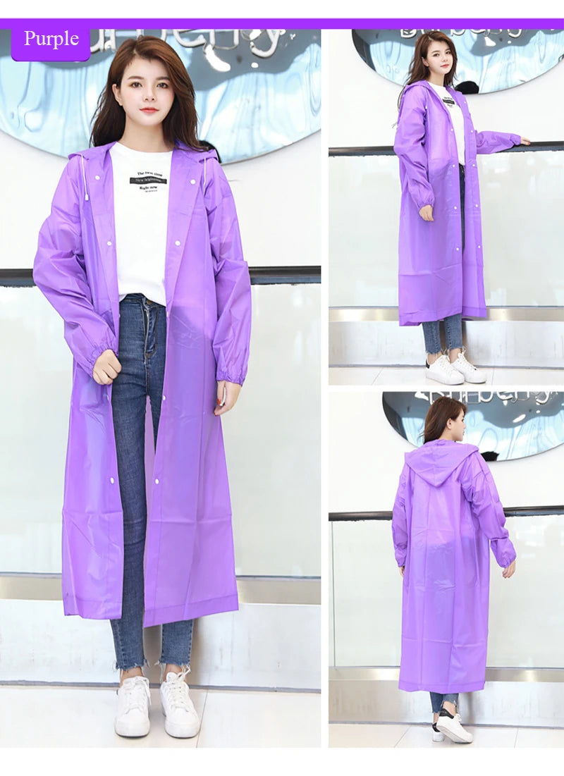 Raincoat Women Men Impermeable Thickened Waterproof Raincoat Tourism Outdoor Hiking Rain Poncho Raincoat Hooded Rain Coat Pi-Mart