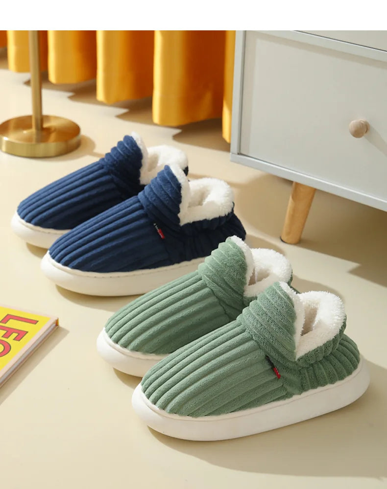 Evshine Soft Sole Slippers For Women Winter Fashion Women Fur Slippers Fuzzy Plush Men Slippers Warm Furry Women Cotton Shoes Pi-Mart