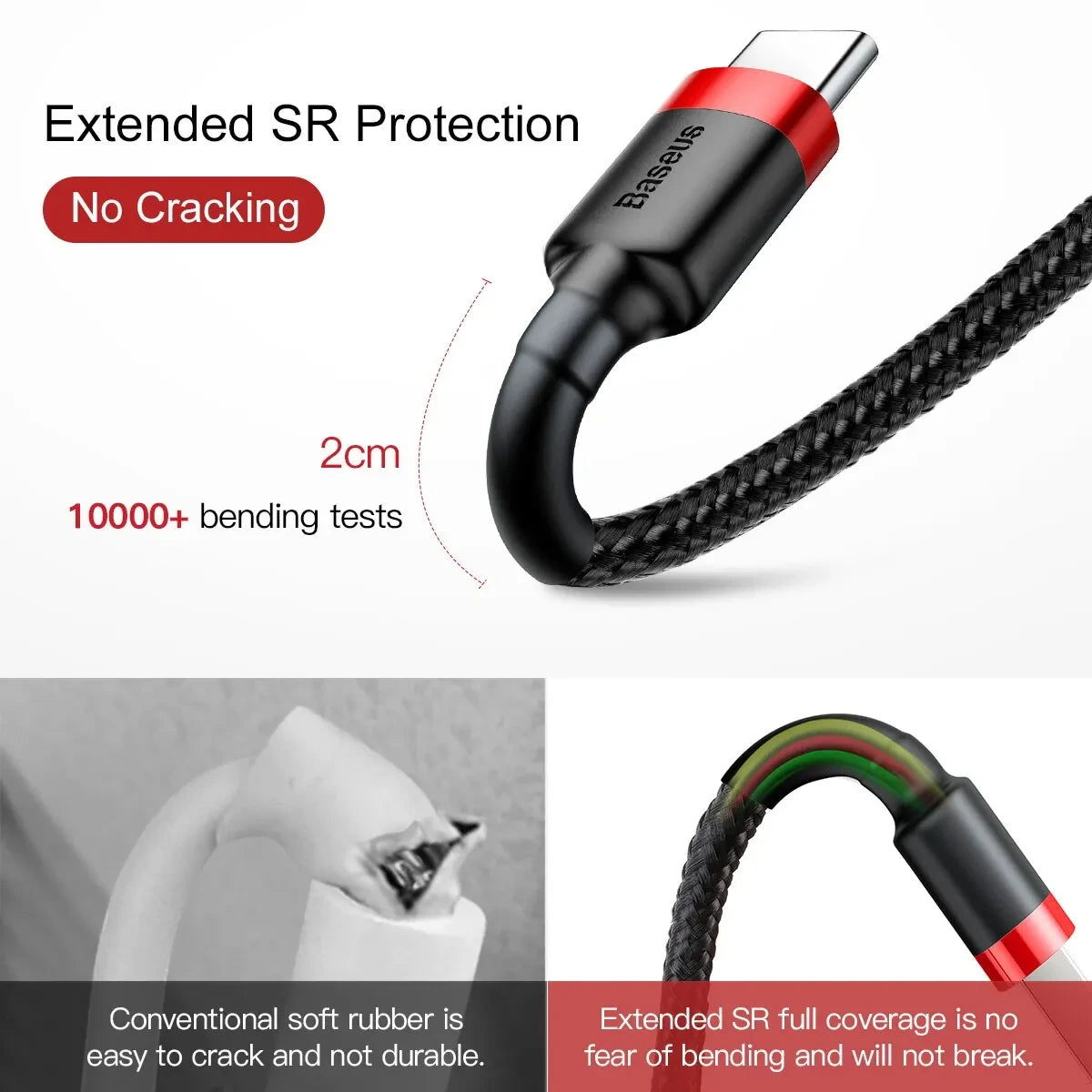 Baseus USB C Cable for oneplus 12 Quick Charge 3.0USB C Cable Fast Charging Cable Type C for Huawei Xiaomi 13 USB-C Charger Wire Pi-Mart