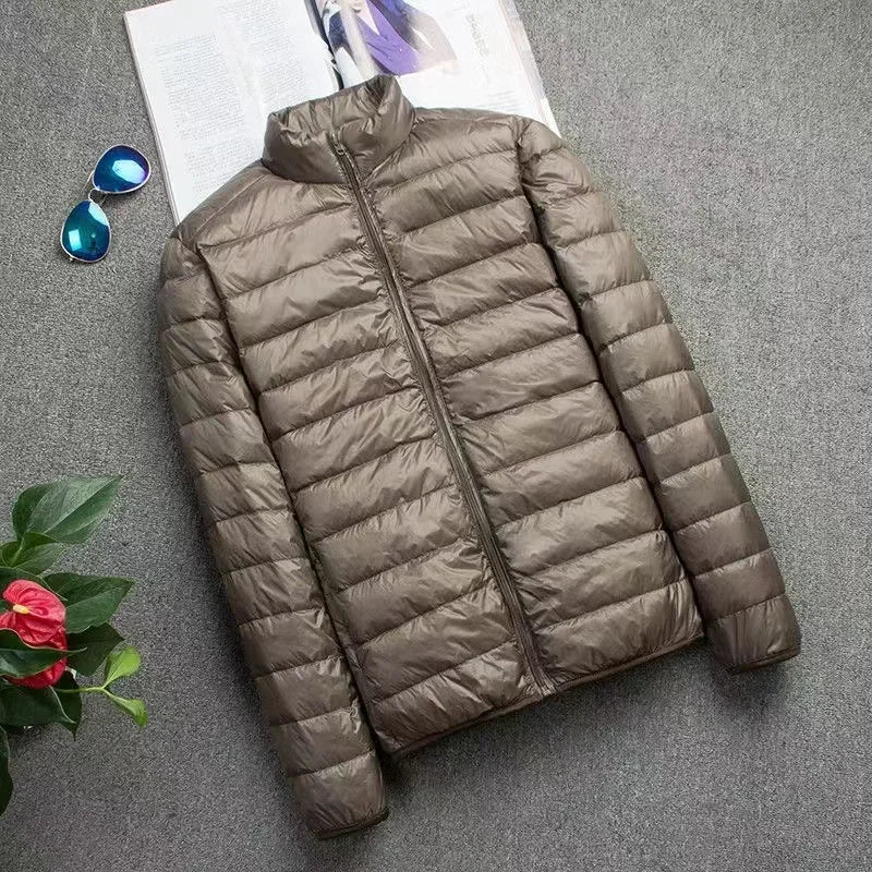 0-10℃ Men's Winter Jacket Ultra Light Duck Down Jackets Portable Hooded Puffer Feather Thin Parkas Windproof Outerwear Coat 5XL LadyShow.Store