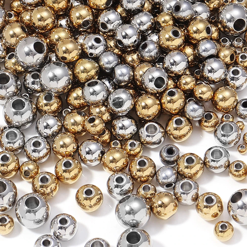 2-10mm High Quality Stainless Steel Beads for Jewelry Making Loose Spacer Beads DIY Bracelet Necklace Bracelets Wholesale Pi-Mart