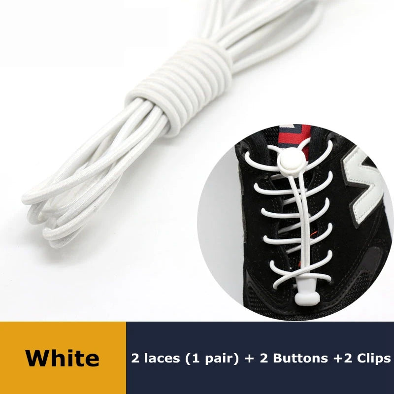 1Pair Shoelaces for Sneaker Elastic No Tie Shoe Laces Stretching Lock Lazy Laces Quick Rubber Shoelace Round Shoestrings Pi-Mart