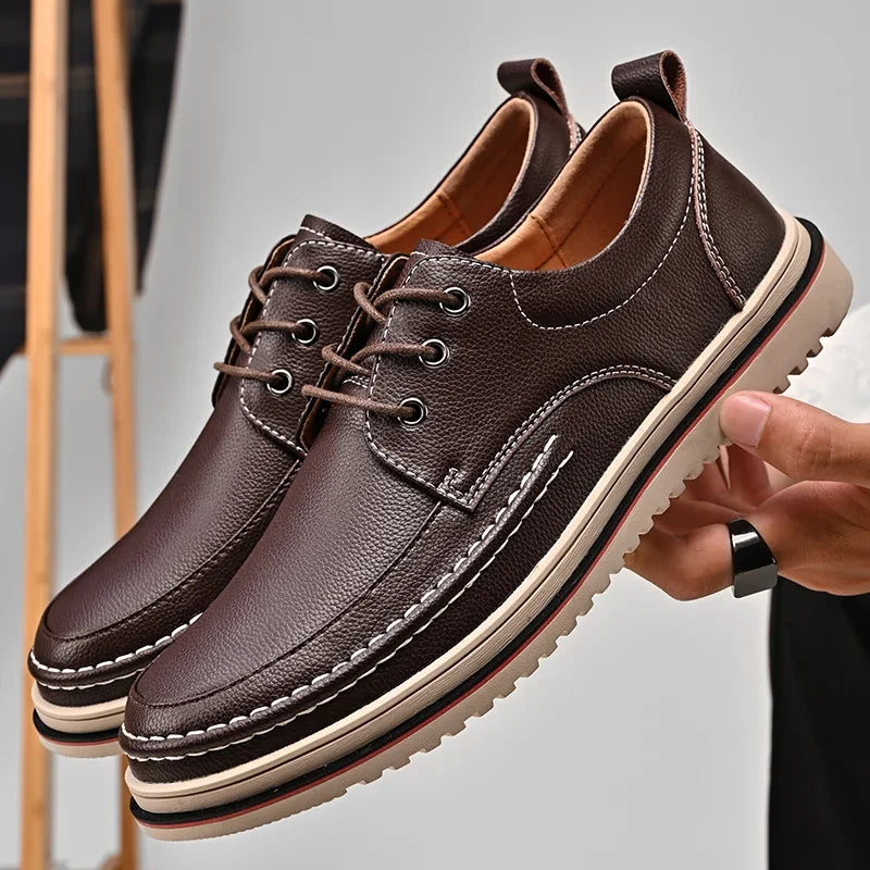 Leather Men Oxfords Shoes Handmade Italian Mens Casual Shoes  Brand Leisure Male Loafers Pi-Mart