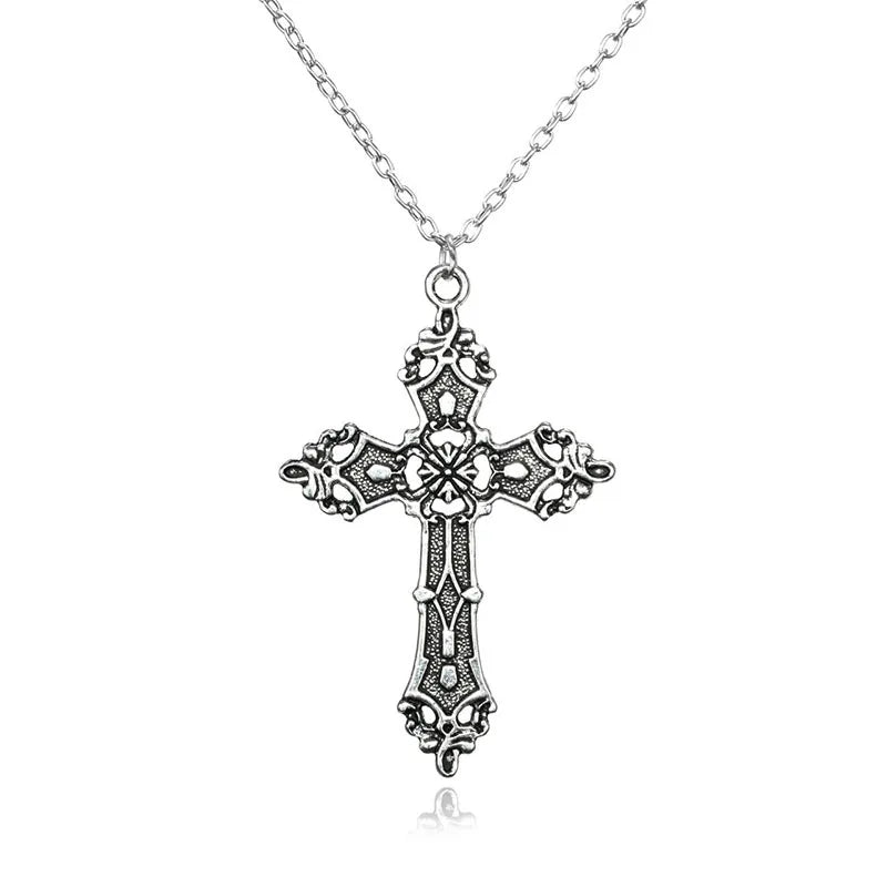Gothic Big Zircon Cross Necklace Unisex Y2K Irregular Goth Large Cross Pendant Necklaces  for Men Women Couple Necklace Jewelry Pi-Mart