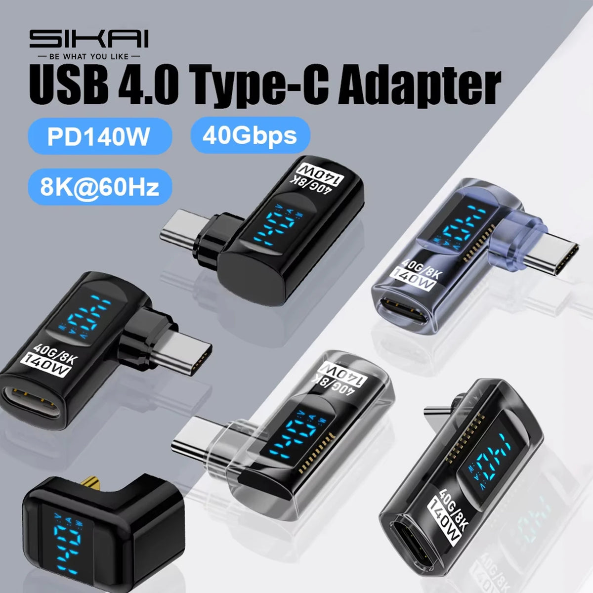 90 Degree USB C Adapter Right Angle U Shape Type C Adapter 40Gbps Data Transfer PD 140W USB4.0 8K 60Hz Video for Thunderbolt 3/4 Pi-Mart