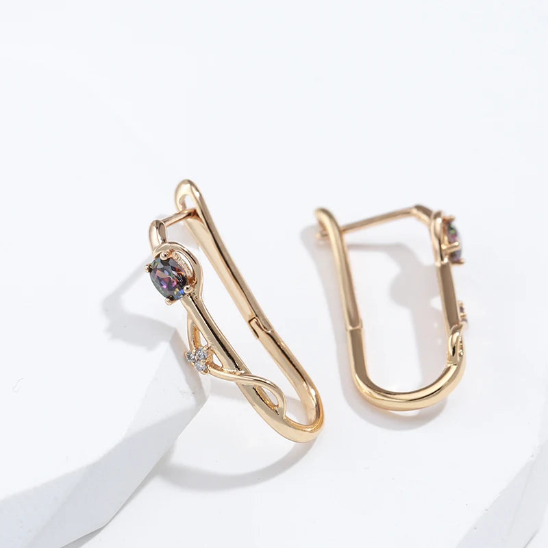 Kinel New 585 Rose Gold Long Earrings Trendy Natural Zircon Earrings Luxury Jewelry 2022 Gifts For Girls'Temperament Accessories Pi-Mart