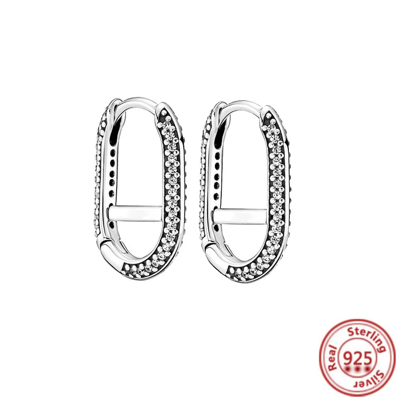 Hot Sale 925 Sterling Silver Heart Earrings Fit Original Charms Hoop Earrings For Women Girls Stud Earring Fine Jewelry Gifts Pi-Mart