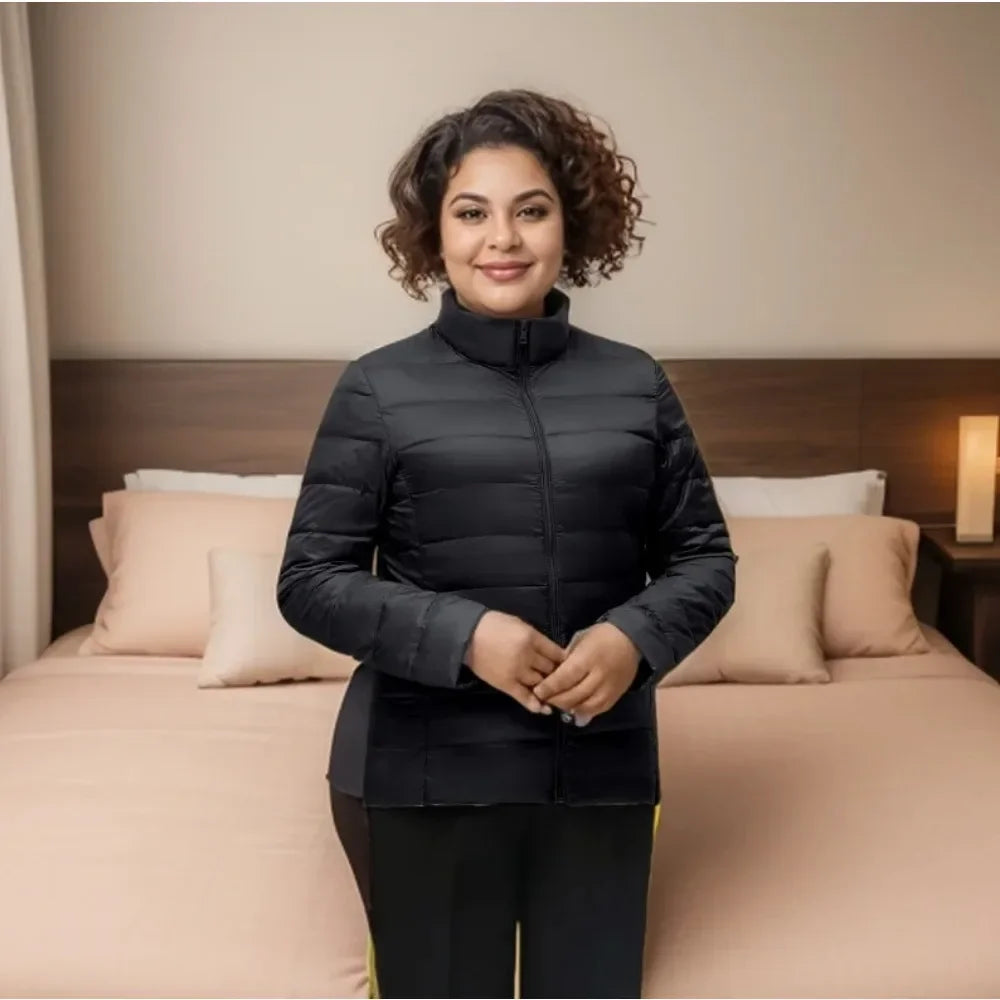 Plus Size down Jacket Female Short Ultra Lightweight Packable Puffer Coats Women Fashion 15 Colors Warm Slim Fit Parkas 7XL LadyShow.Store