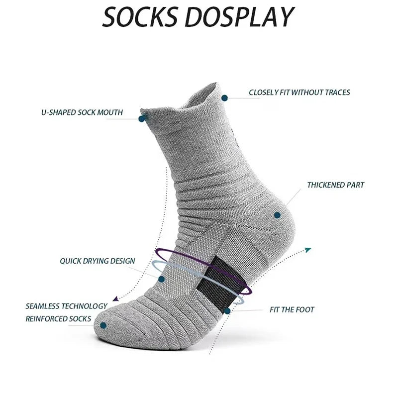 1/3 Pairs Anti-slip Football Socks Men Cotton Sock Short Long Tube Soccer Basketball Sport Socks Breathable Deodorous Sock 39-45 Pi-Mart