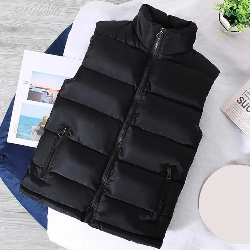 Men Vest Jacket Men Slim Fit Stand Collar Sleeveless Puffer Jackets Winter Casual Waistcoat Men Warm Coat Cold Weather Outerwear Pi-Mart