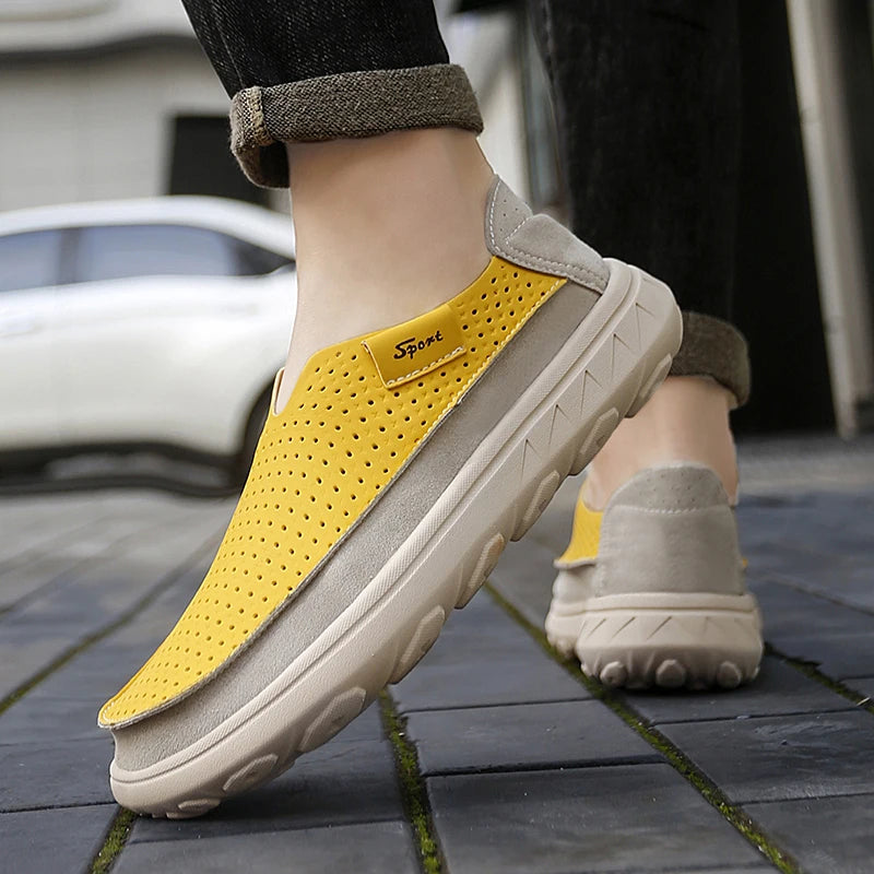 2026 New Men's Casual Shoes Fashion Comfortable Men's Shoes High Quality Leather Men Driving Shoes Handmade Flat Shoes Size 46 Pi-Mart