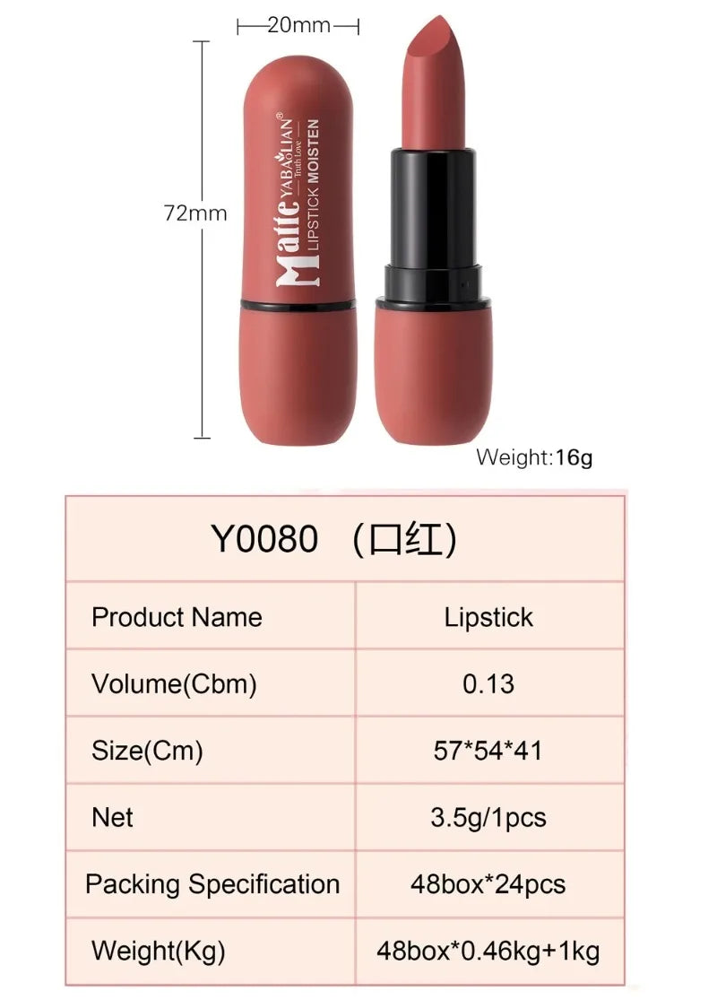 6-Color Matte Velvet Sexy Lipstick Waterproof Long-Lasting Nude Brown Lipstick Smooth High Pigment Profissional Lipgloss Makeup Pi-Mart