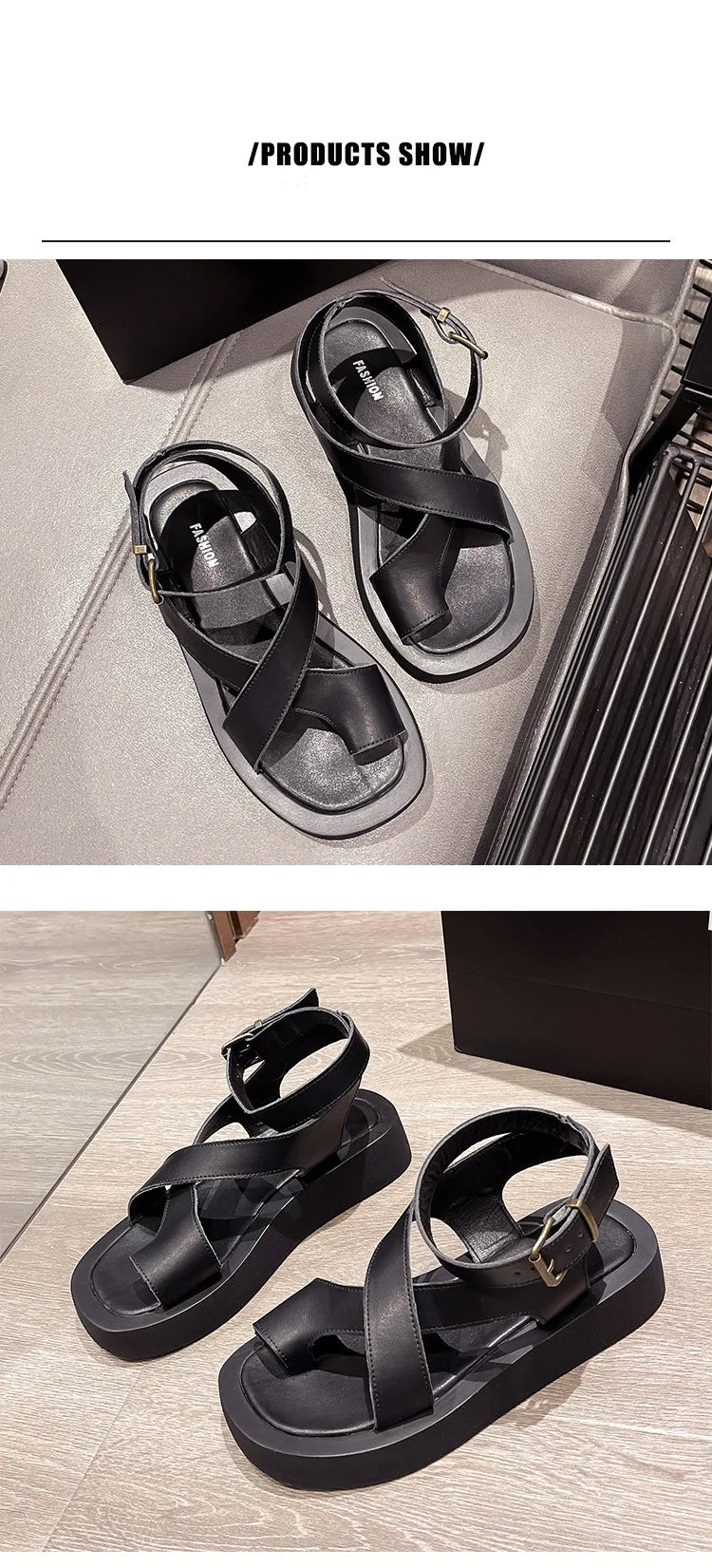 AIYUQI Sandals Women Genuine Leather 2026 Summer New Clip Toe Sandals Ladies Roman Women Shoes Muffin Sandals WHS MTO Pi-Mart
