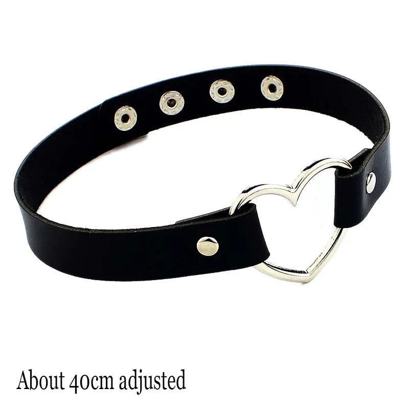 Black PU Leather Punk Choker Collar Necklace with Rivets Gothic Femme Jewelry for Party Club Sexy Goth Pendientes Pi-Mart