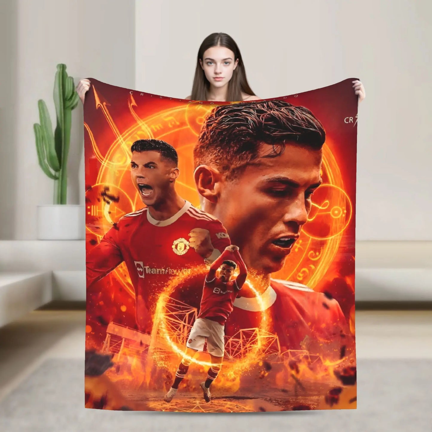 CR7  Football Soccer Blanket Ronaldos Flannel Funny Warm Throw Blanket for Bedding Lounge Decoration Pi-Mart