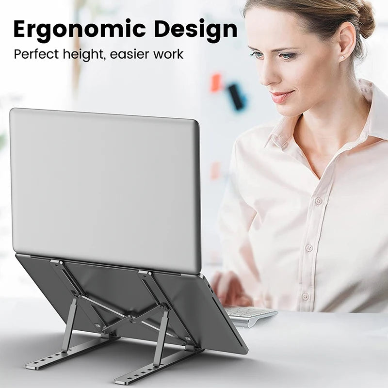 Aluminum Alloy Laptop Holder Stand Adjustable Foldable Portable for Notebook Computer Bracket Lifting Cooling Holder Non-slip Pi-Mart