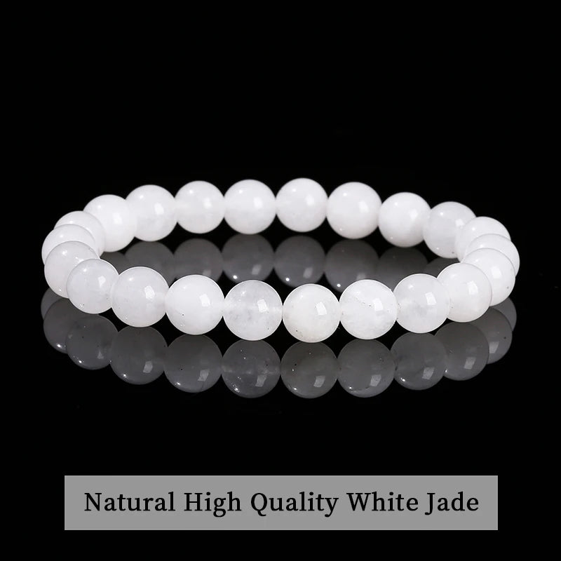 JD Natural Stone Beads Bracelet Amethyst Tiger Eye Crystal Quartz Agate Gem Beads Bangles Women Men Reiki Healling Jewelry Gift Pi-Mart