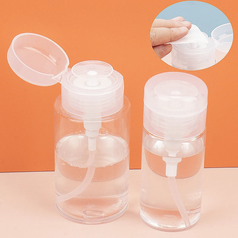 1 Pcs Refillable Bottles Push-type Bottling Empty Pump Dispenser Bottle for Nail Polish and Makeup Remover Bottle Packaging Tri Light Beauty