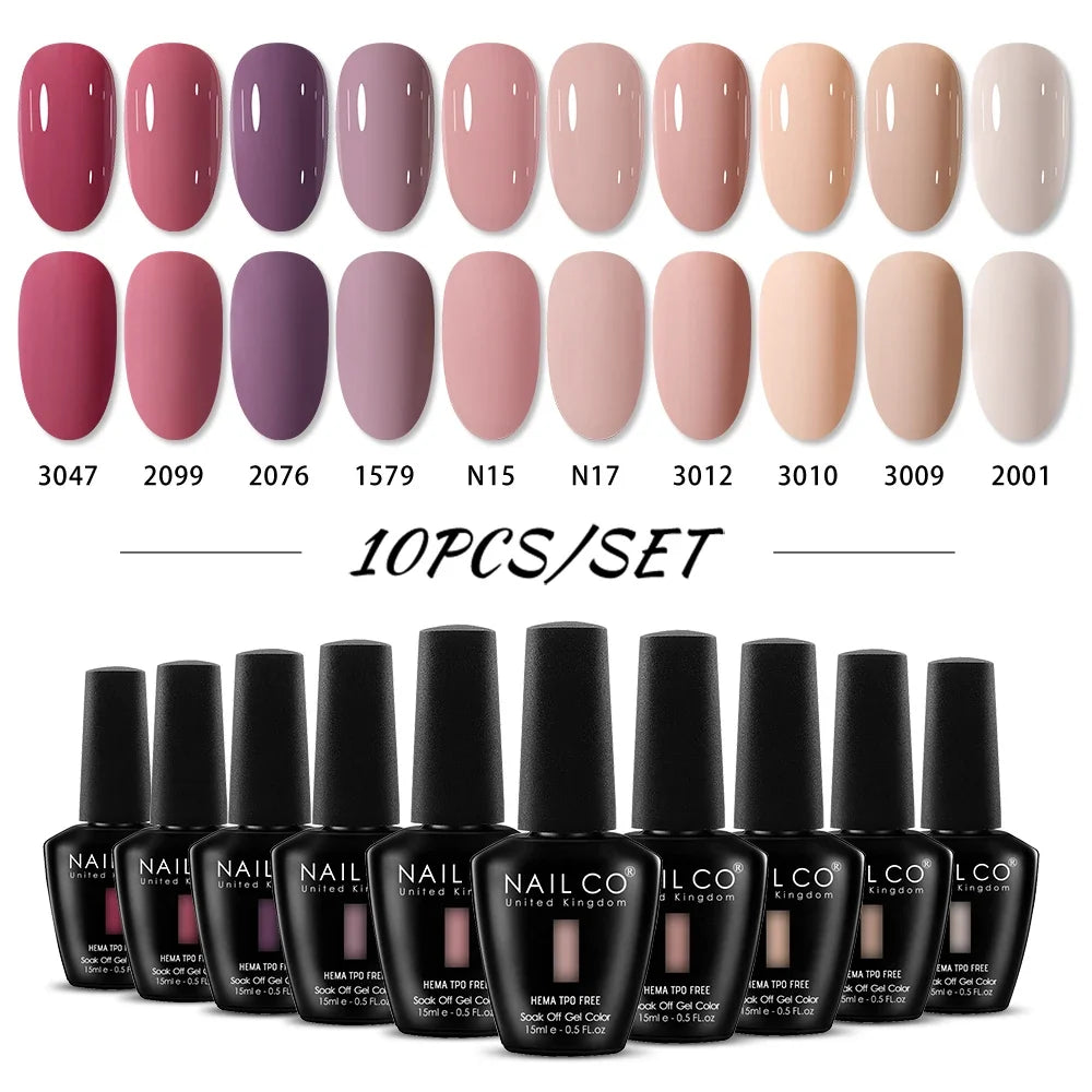 NAILCO 15ml Nails Art Gel Lack Polish Summer Hybrid Nail Varnish Manicure UV Top Coat Base HEMA TPO FREE Esmalte Nail Gel Polish Tri Light Beauty