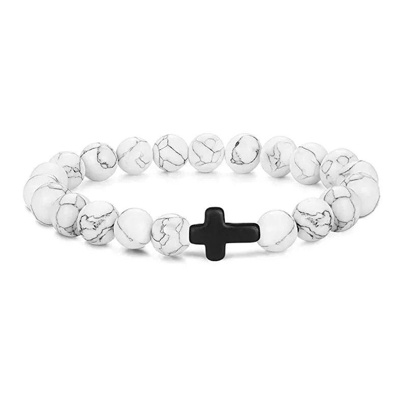 Prayer Men Natural Stone Wood Beads Rosary Hematite Cross Bracelets Onyx Meditation Bracelet Women Yoga Jewelry Homme Pulsera Pi-Mart