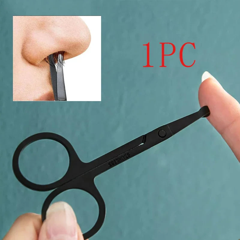 Unisex Stainless Steel Black Round Head Safe Nose Hair Scissors (Do Not Hurt Nose) Tri Light Beauty