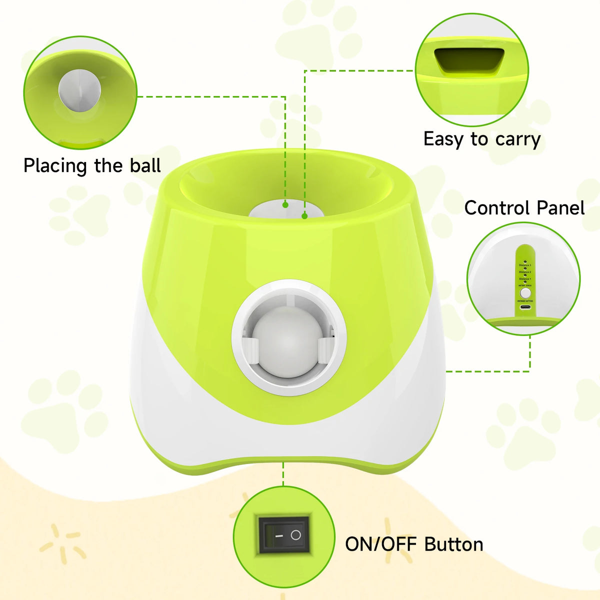 Mini Automatic Dog Ball Launcher 3m/6m/9m,USB Charging Interactive Pet Toy with 3 Tennis Balls for Puppy Indoor Outdoor Exercise Pi-Mart