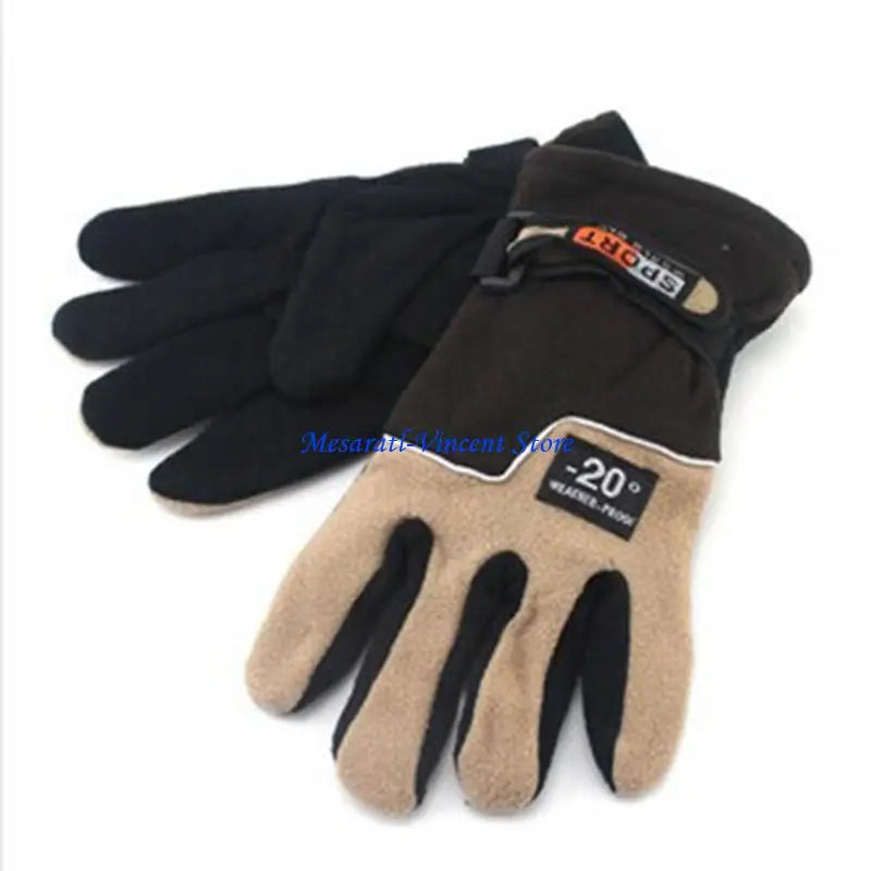 A70F Winter Warm Thermal Motorcycle Gloves Fleece Mittens For Women Men Snow Sports Hiking Back Windproof Lightweight Pi-Mart