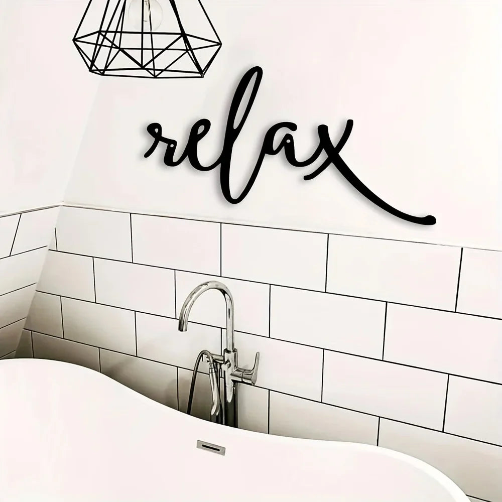 Relaxing Black Metal Iron Sculpture - Modern Wall Art for Bathroom Decor, Easy Hang LadyShow.Store