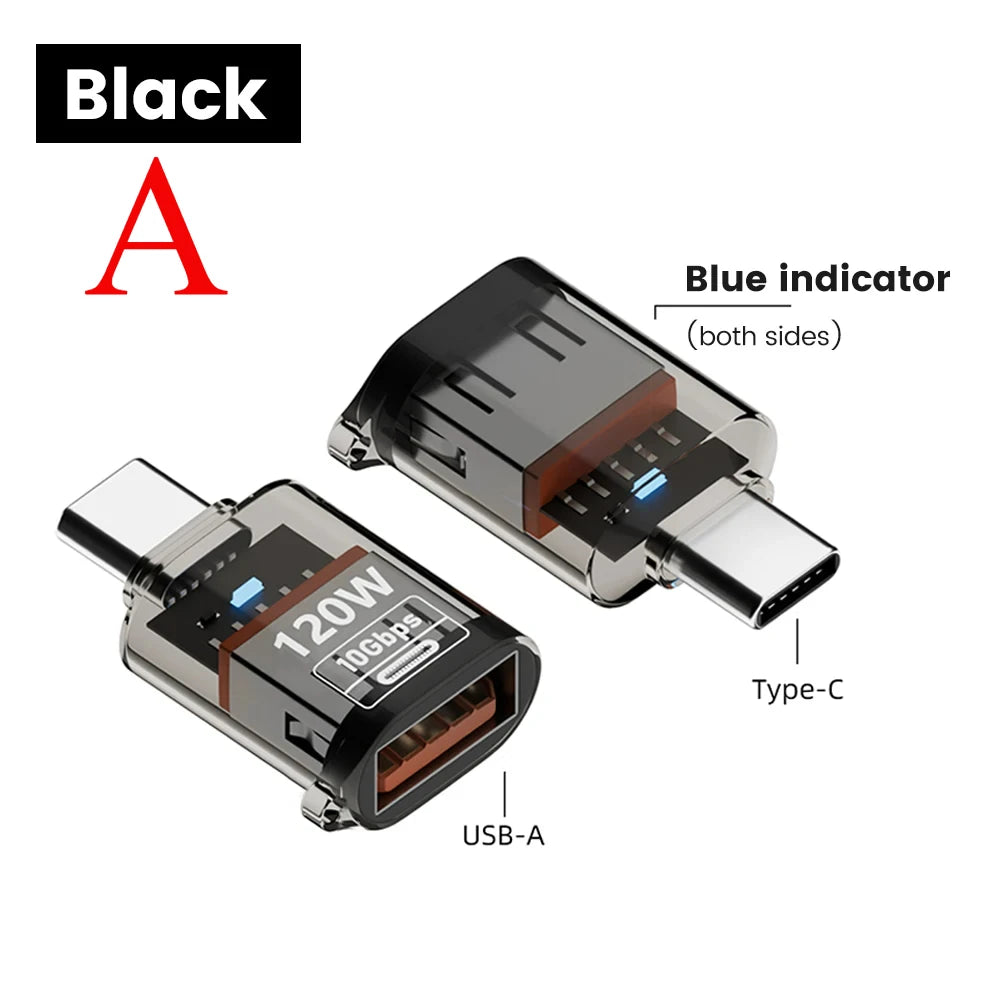 120W Fast Charging USB 3.2 To Type C Adapter OTG 10GB High Speed Data Audio Transfer for PC Tablet Xiaomi Huawei USB C Converter Pi-Mart