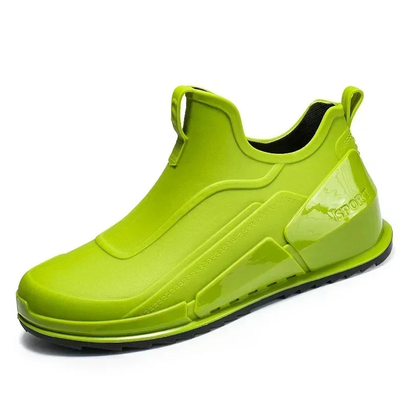 Men's Rain Boots Ankle Waterproof Shoes Men Casual Fishing Work Shoes Slip on Non-slip Rain Shoes Womens Kitchen Rubber Shoes Pi-Mart